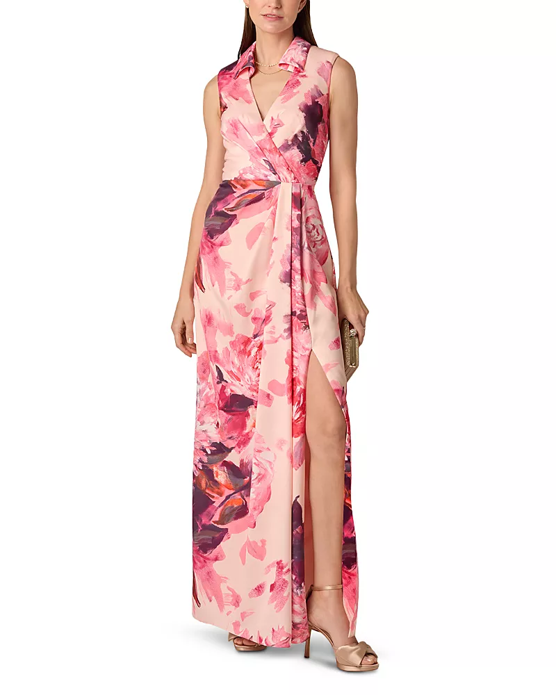 Aidan Mattox Pleated Satin Dress