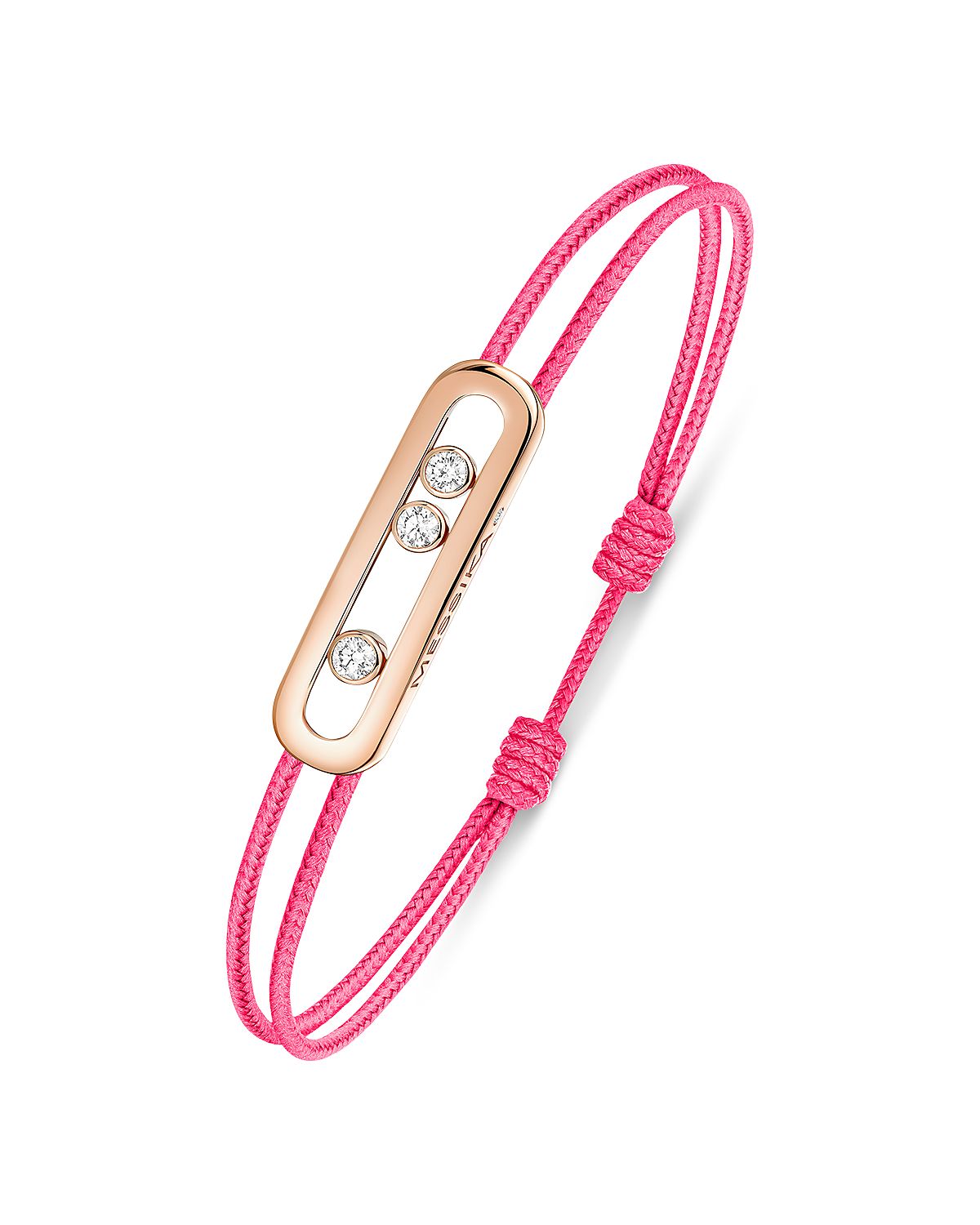 Messika 18K Rose Gold Messika Cares Diamond Pink Cord Slider Bracelet, 0.09 tcw