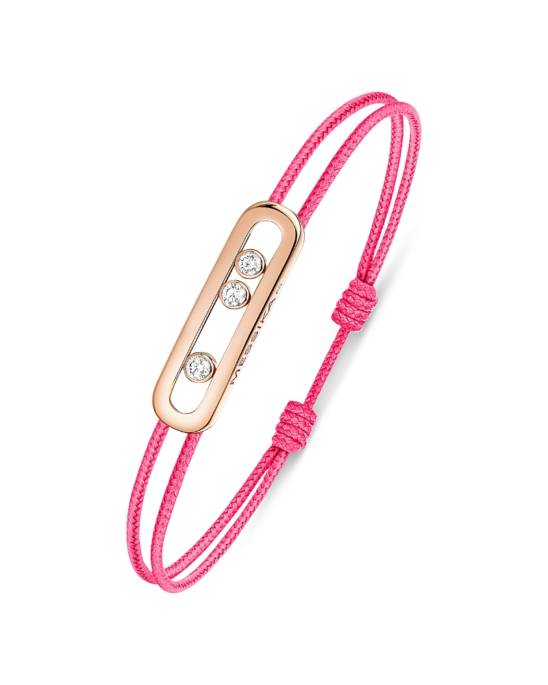 Messika 18K Rose Gold Messika Cares Diamond Pink Cord Slider Bracelet, 0.09 tcw