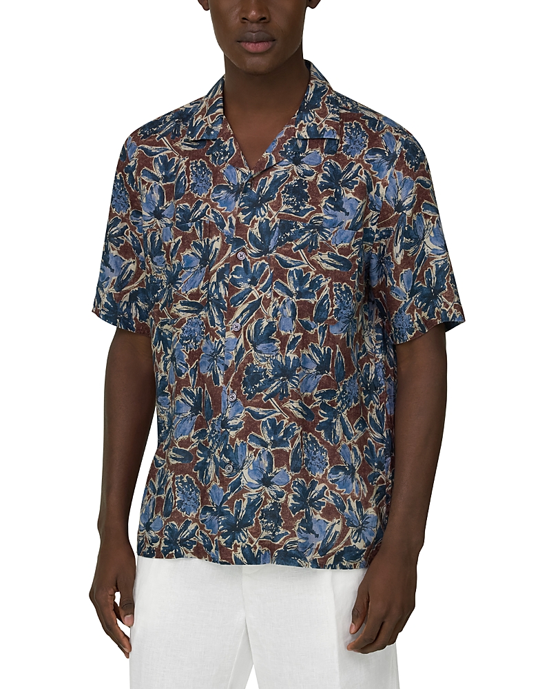 Boggi Milano Camp Collar Tropical Linen Shirt