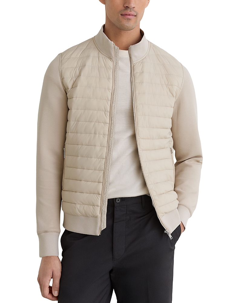 Reiss Freddie Cotton Blend Interlock Quilted Full Zip Jacket