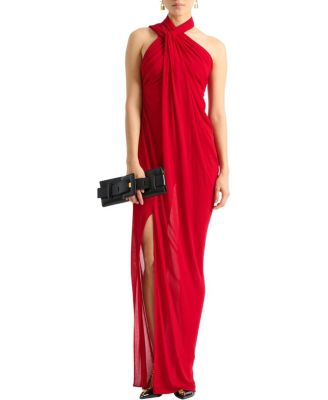  Long Draped Jersey Dress