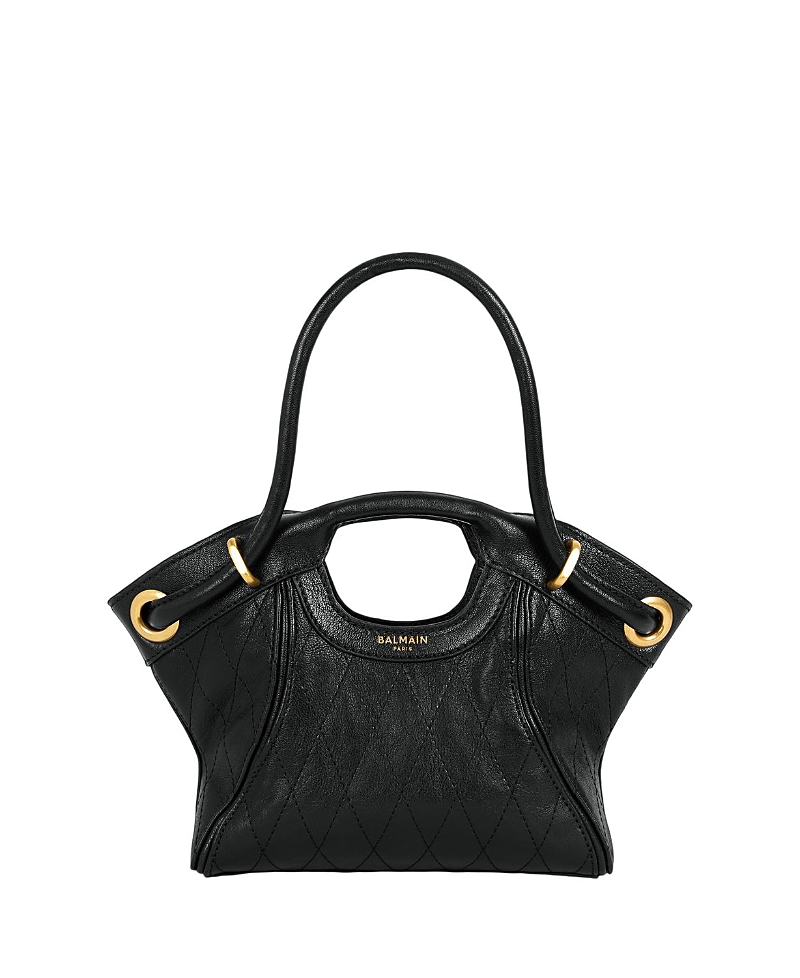 Balmain Small Tote in Smooth Topstitched Leather