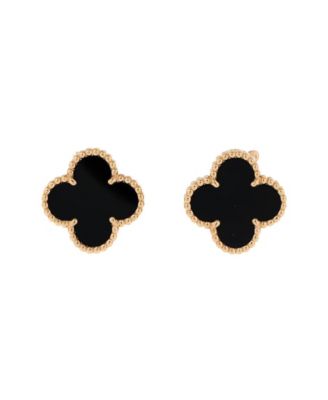  Vintage Alhambra Earrings 18K Gold and Onyx