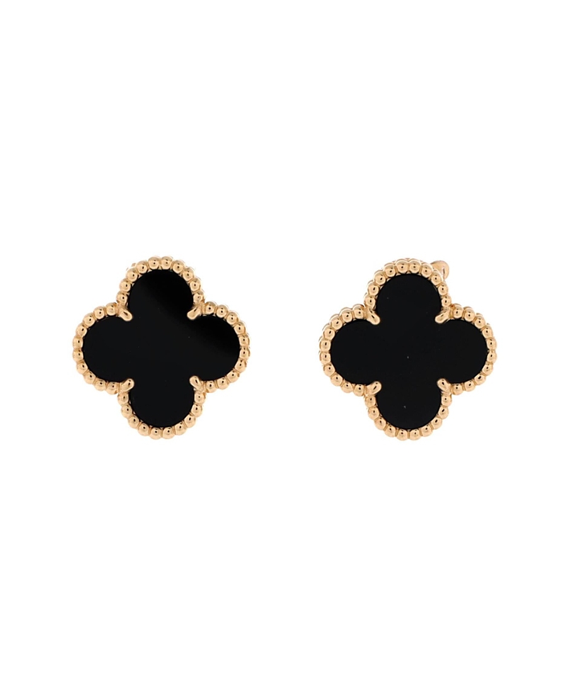 Pre-Owned Van Cleef & Arpels Vintage Alhambra Earrings 18K Gold and Onyx
