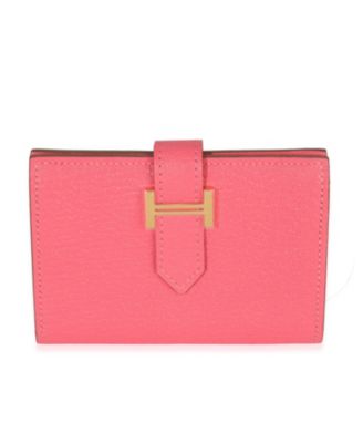 Pre-owned Pre-owned Hermes  Hermes Bearn Wallet Leather Wallet In Pink