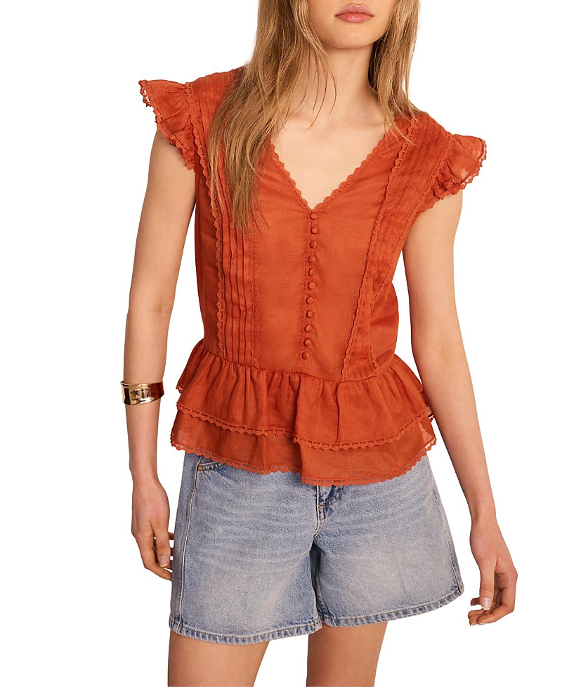 Mint Velvet Women's Ramie Ruffle Detail Blouse
