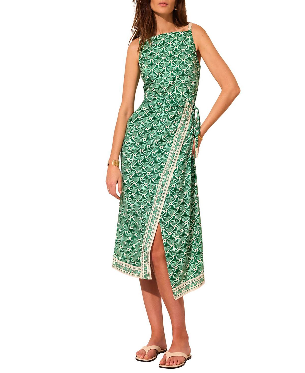 Mint Velvet Women's Linen Blend Square Neck Midi Dress
