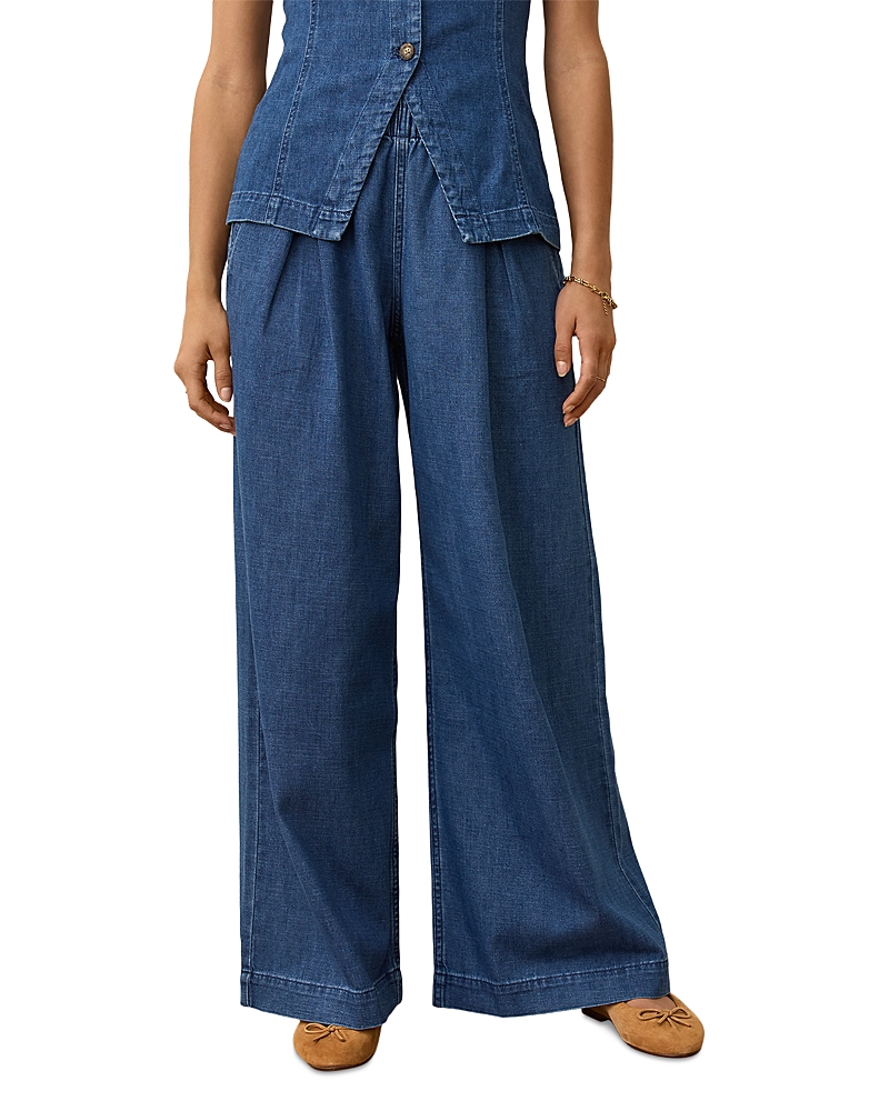 Marine Layer Allison Pleated Wide Leg Denim Pants