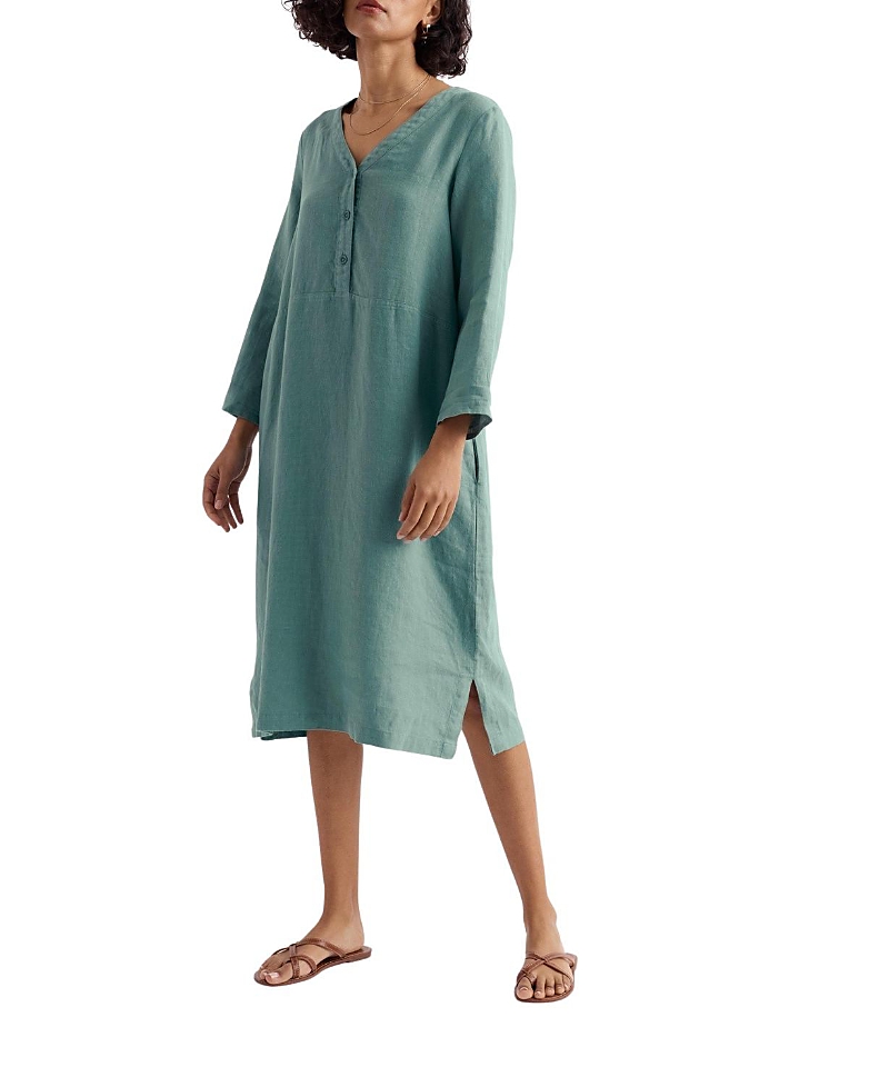 Seasalt Cornwall Dew Drop V-neck Linen Shift Dress