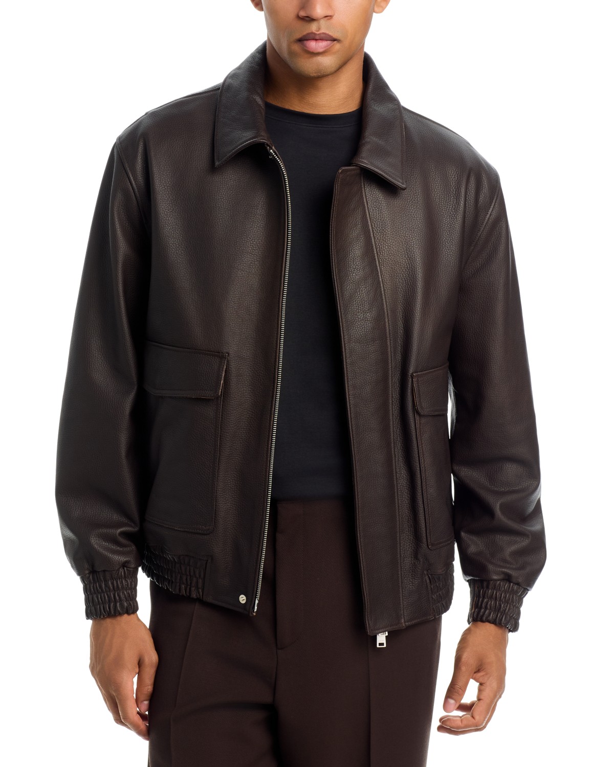 Arma Bari Matt Leather Jacket in Black