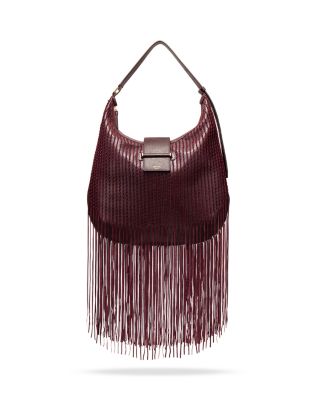 Bar Medium Fringed Leather Hobo Bag