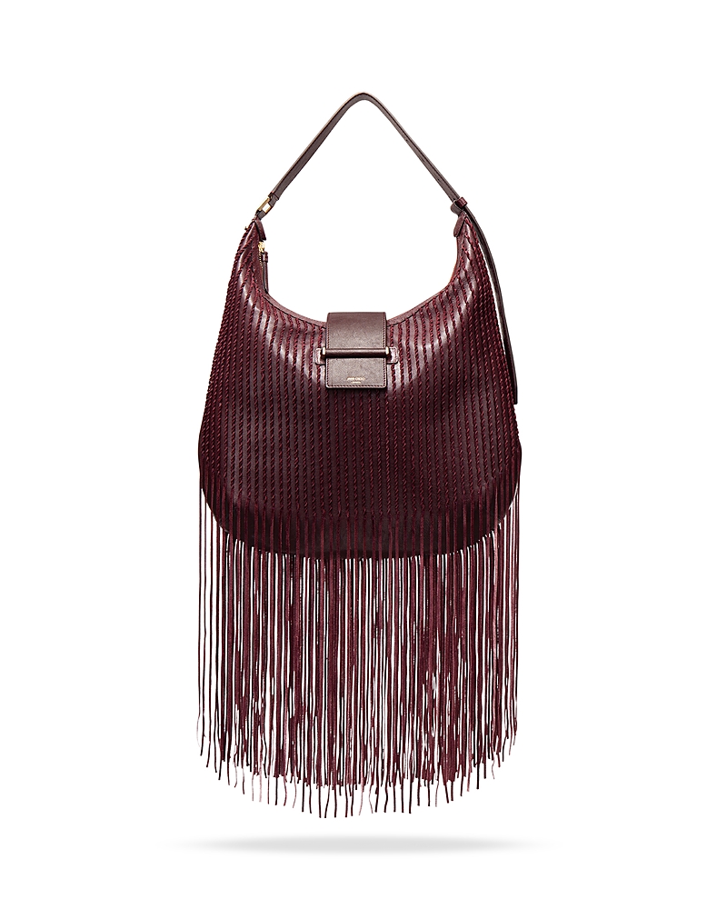 Jimmy Choo Bar Medium Fringed Leather Hobo Bag