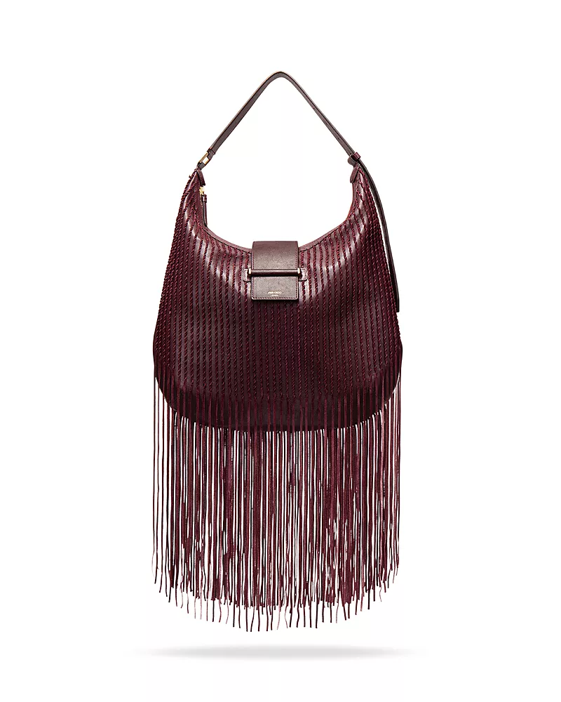 Jimmy Choo Bar Medium Fringed Leather Hobo Bag