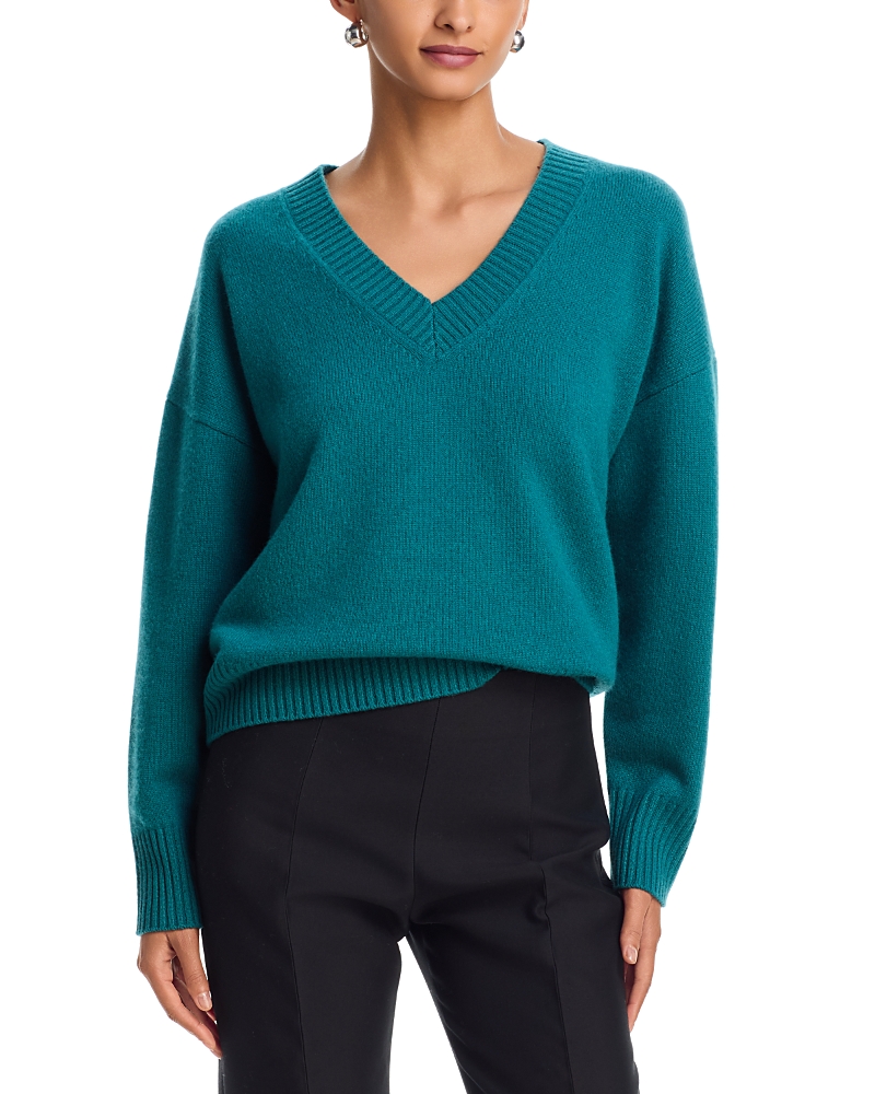 Aqua Cashmere V Neck Drop Shoulder Sweater - Exclusive