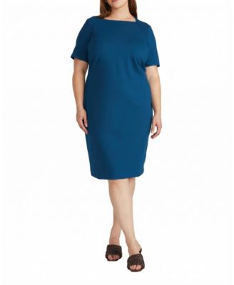 Women's Plus Envelope Neck Ponte Dress
