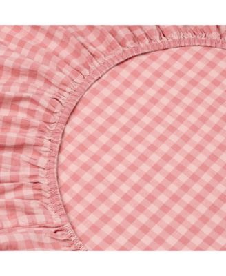 Colour Drench Gingham Linen Blend Fitted Sheet, Twin