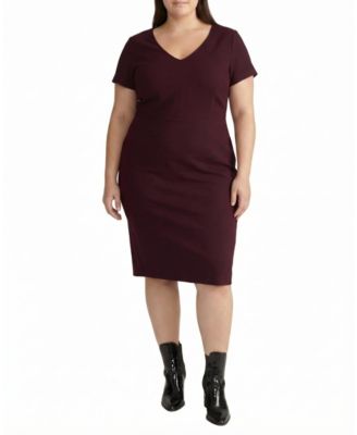  Women's Plus Executive V Neck Ponte Dress