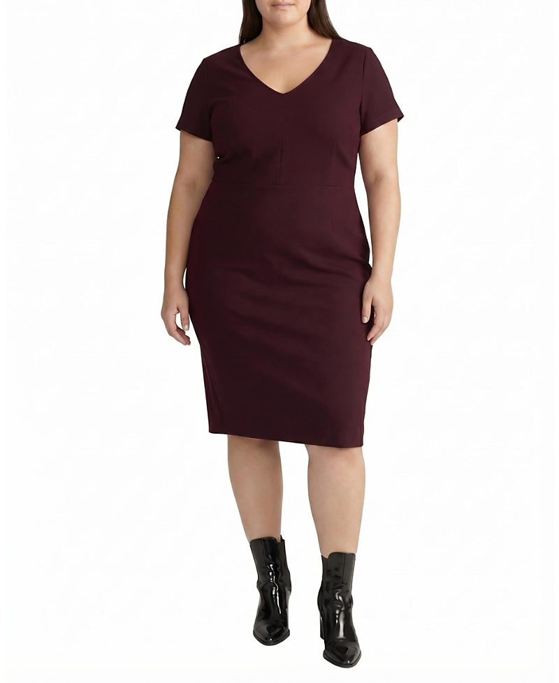 Universal Standard Women's Plus Executive V Neck Ponte Dress