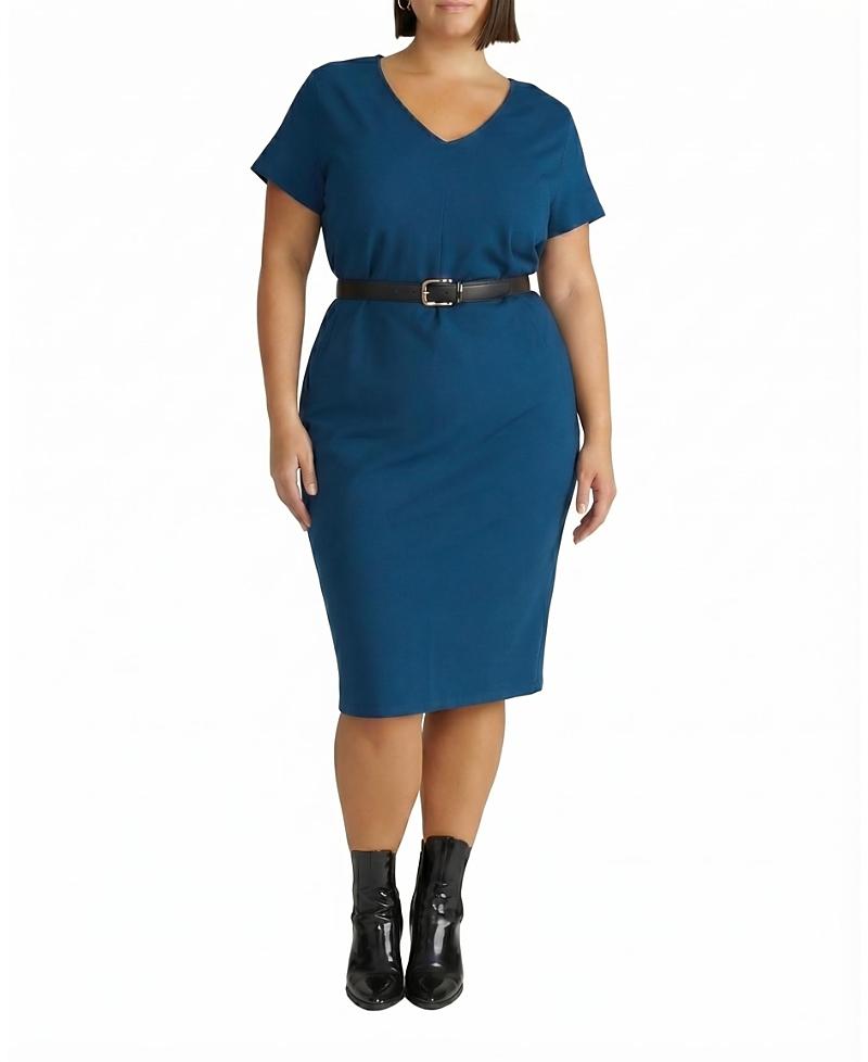 Universal Standard Women's Plus Executive V Neck Ponte Dress · 7X