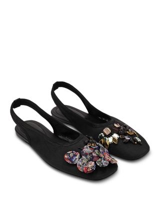 Women's Embroidered Slingback Flats 