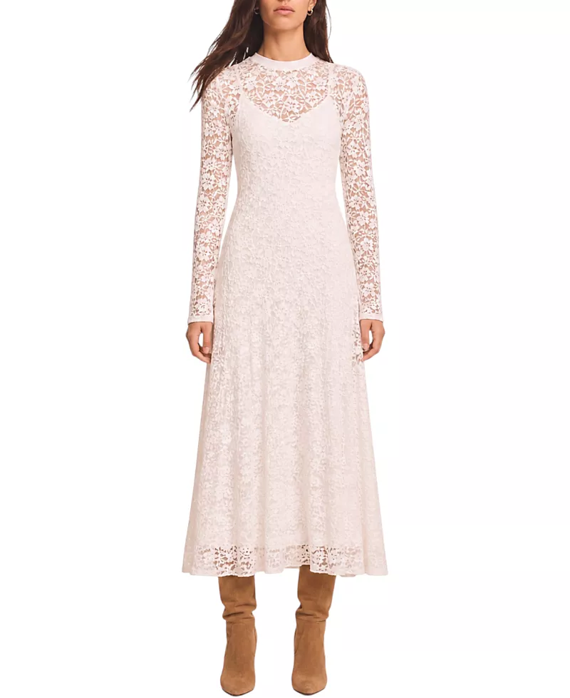 Mint Velvet Women's Lace Full Asymmetric Midi Dress