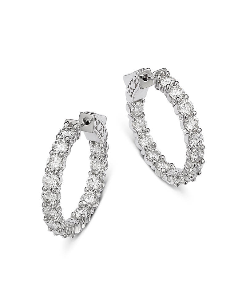 Bloomingdale's Fine Collection Diamond Inside Out Hoop Earrings in 14K White Gold, 4.5 tcw
