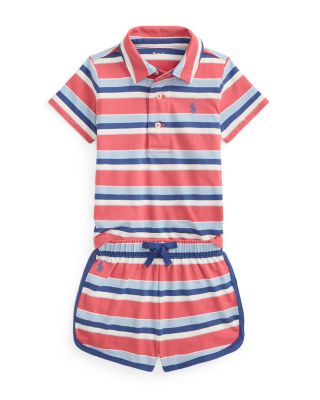 Boys' Striped Cotton Jersey Polo Shirt & Short Set - Baby