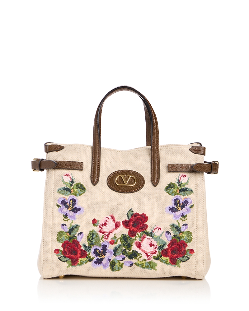 Valentino Garavani Antibes VLogo Small Embroidered Tote