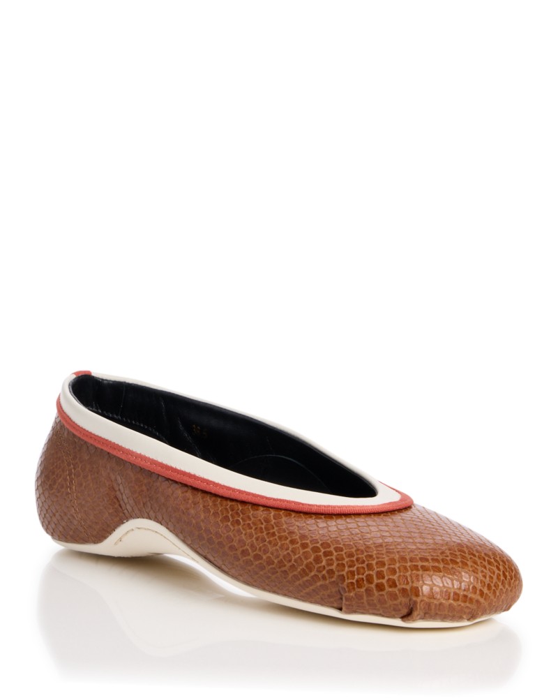 Dries Van Noten Women's Snake Embossed Leather Ballet Flats in Rust