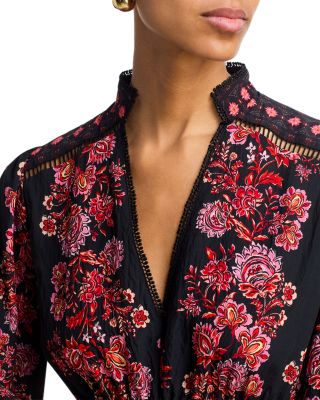 Placed Floral Long Sleeve Mini Dress - Exclusive - thumbnail 3
