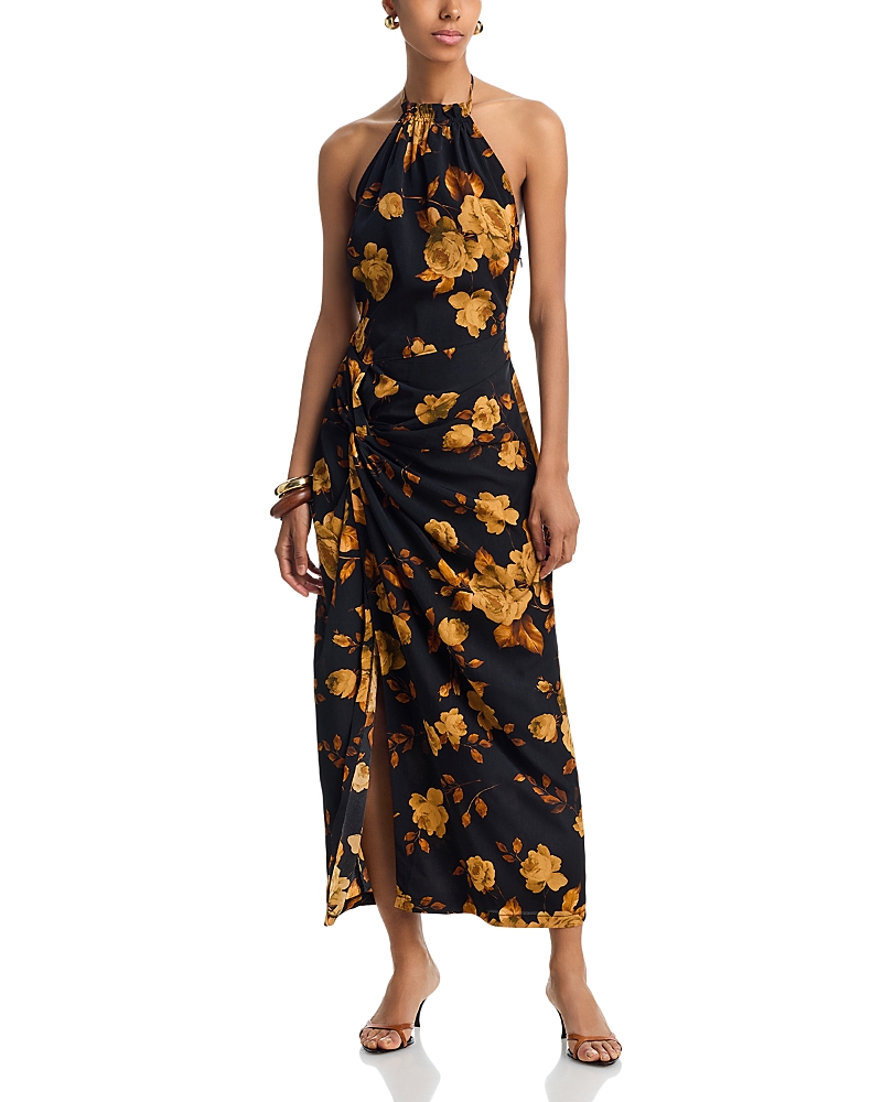 Aqua Rose Halter Maxi Dress - Exclusive