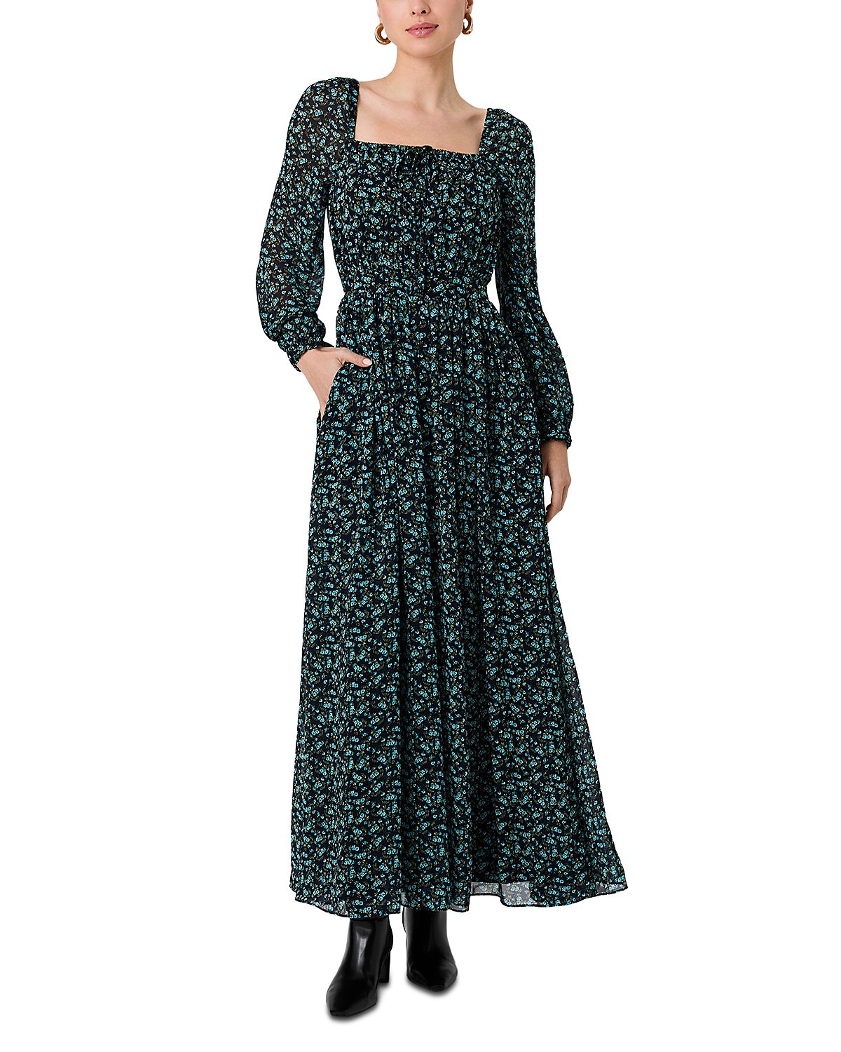 French Connection Marina Silky Chiffon Ditsy Lucia Fleur La Maxi Dress