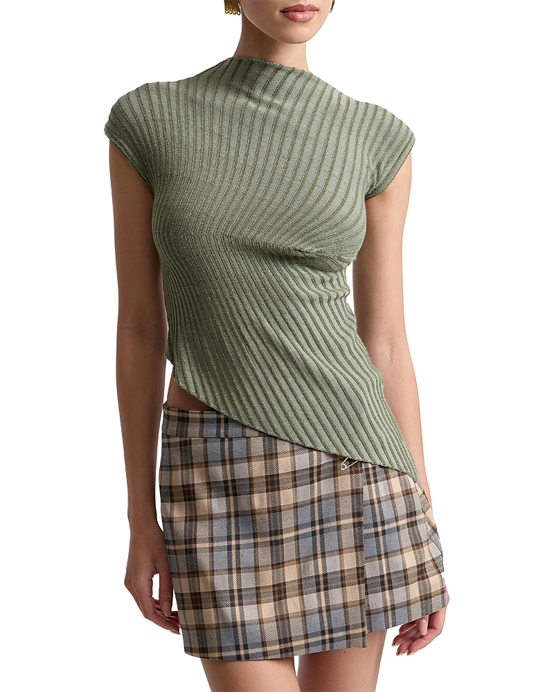 Avec Les Filles Asymmetric Ribbed Top