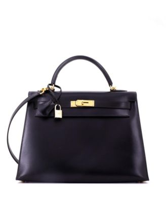 Kelly 32 Handbag Black Box Calf with Gold Hardware
