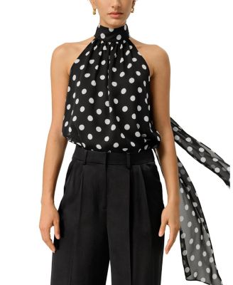  Women's Convertible Silk Georgette Polka Dot Top