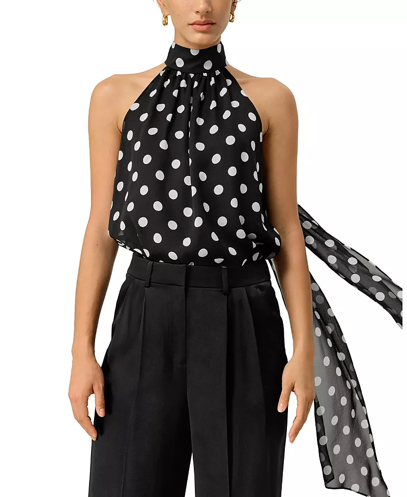 Lilysilk Women's Convertible Silk Georgette Polka Dot Top