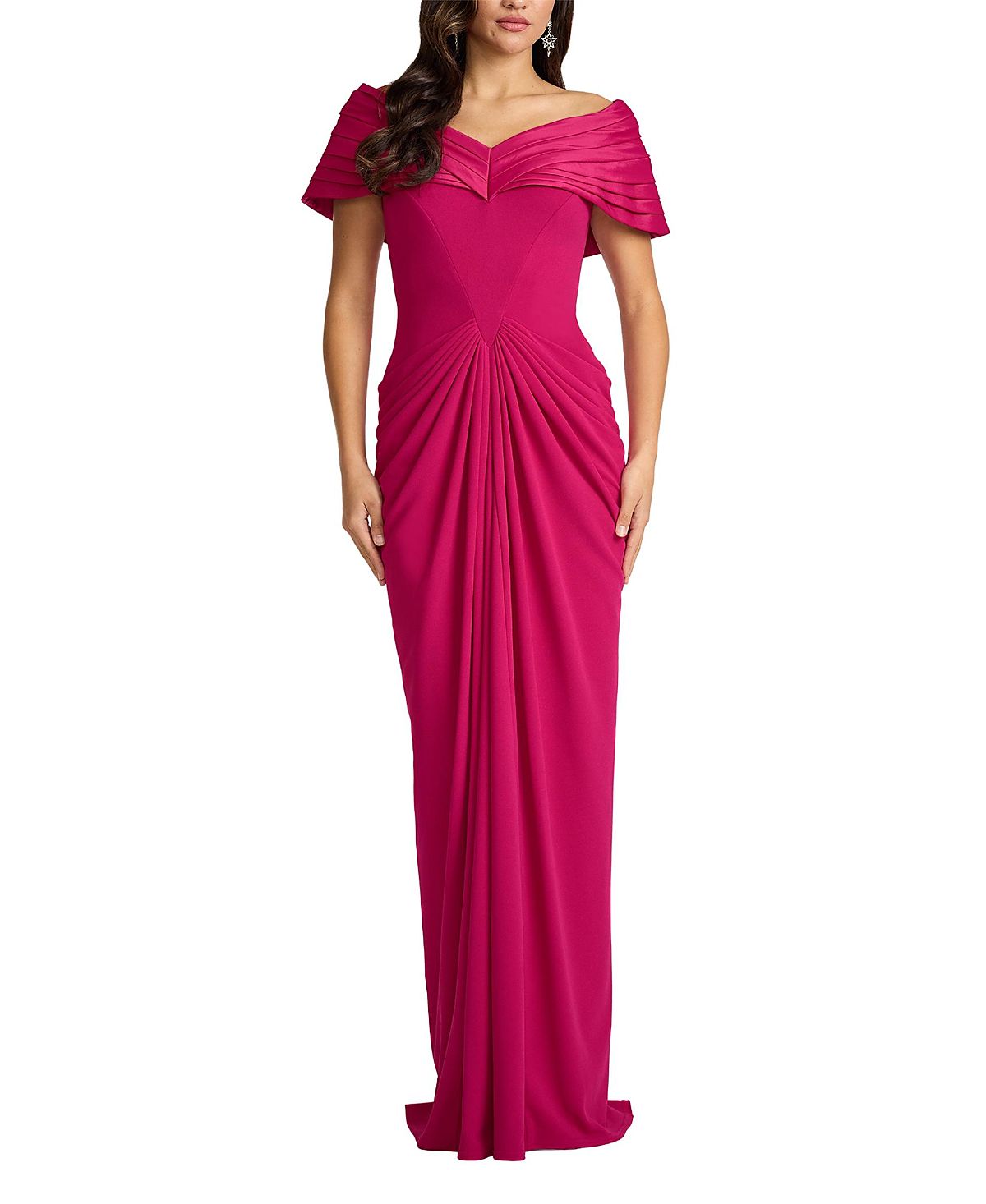 Tadashi Shoji Seraphine Pleated Portrait Collar Gown