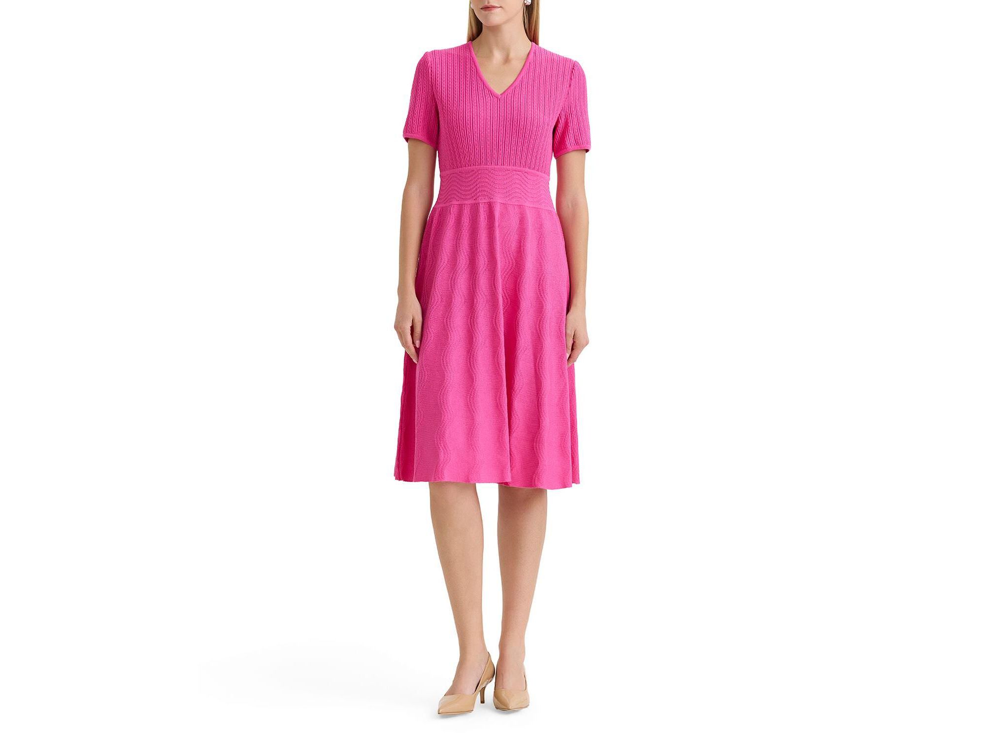 Plus Size Multi-Stitch Soft Knit Fit and Flare Dress - Image 1