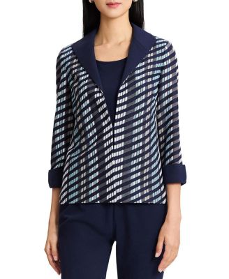  Mixed-Media Wing Collar Jacket