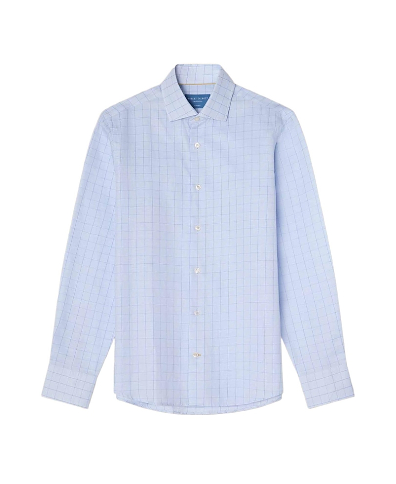 Robert Talbott Reynolds Windowpane Cotton Linen Blend Shirt in Contemporary Fit