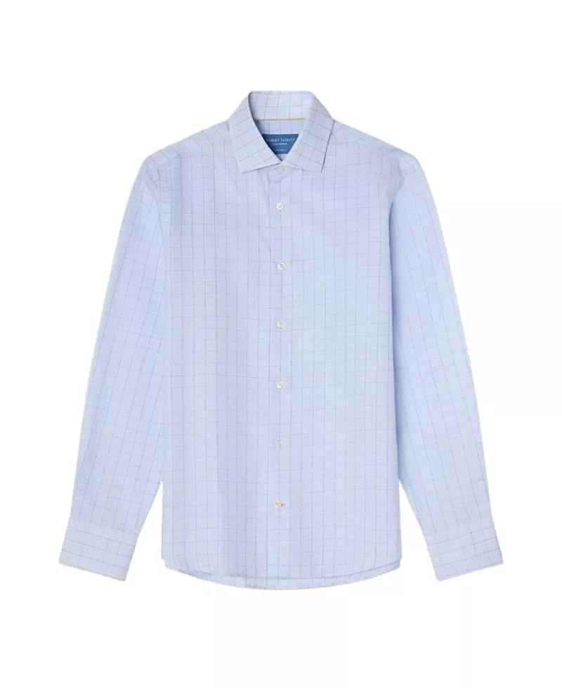Robert Talbott Reynolds Windowpane Cotton Linen Blend Shirt in Contemporary Fit