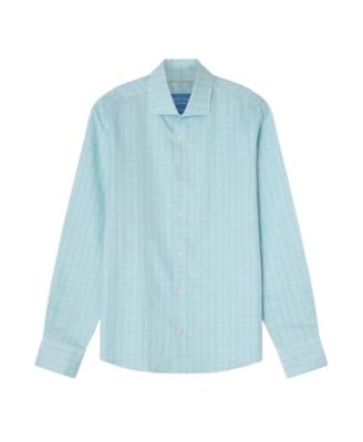 Robert Talbott Reynolds Windowpane Cotton Linen Blend Shirt in Contemporary Fit