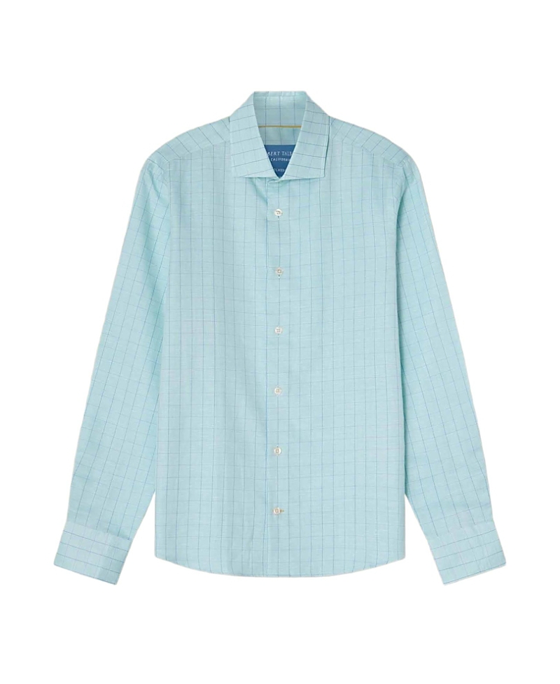 Robert Talbott Reynolds Windowpane Cotton Linen Blend Shirt in Contemporary Fit