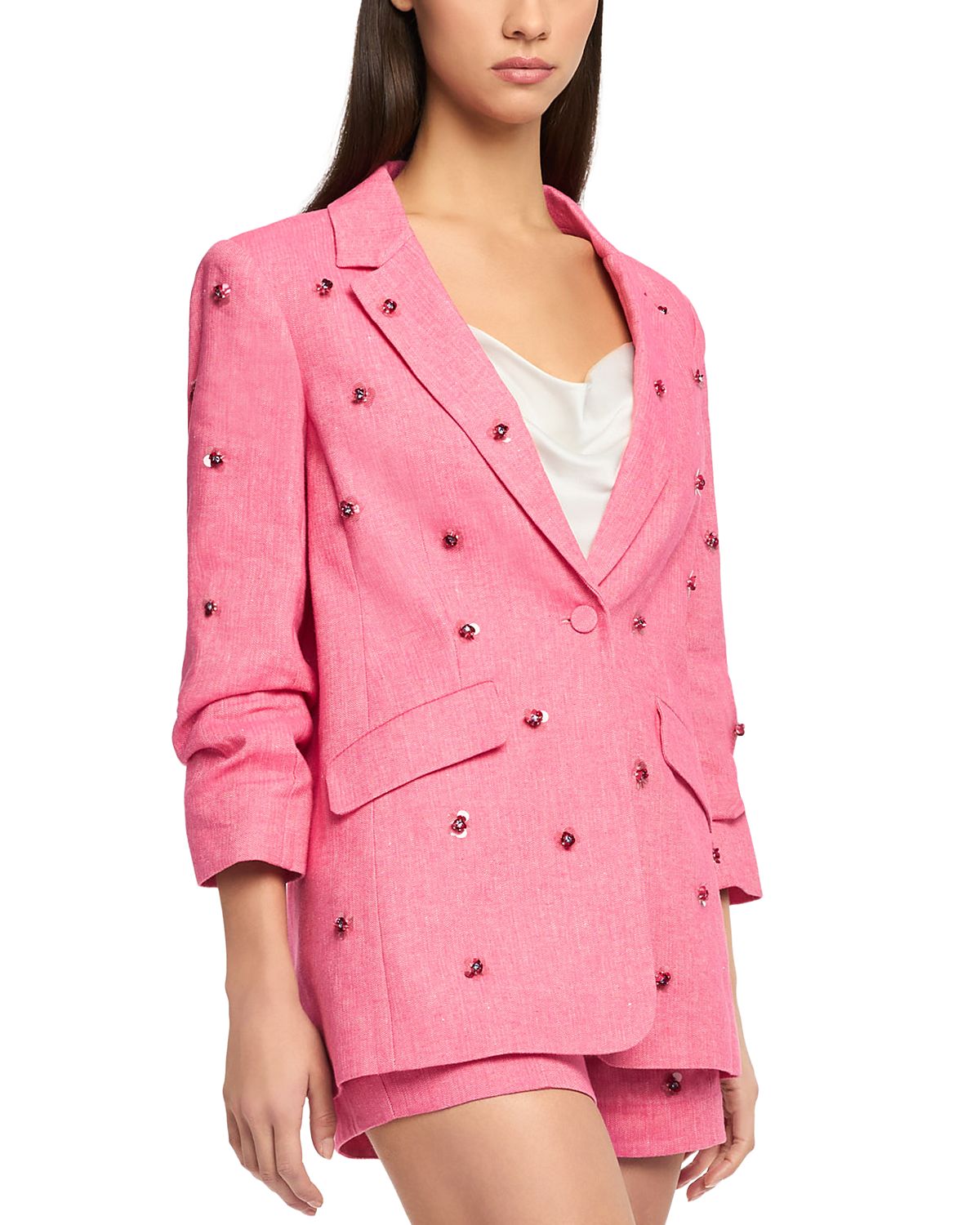 Cinq a Sept Linen & Cotton Wildflower Pailette Kylie Blazer