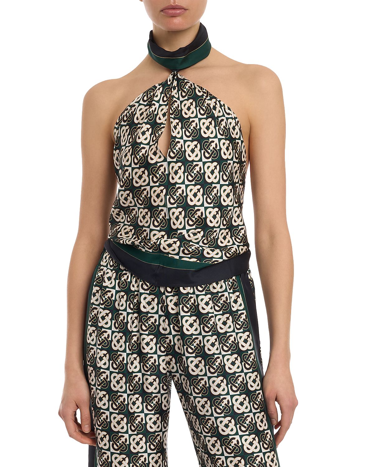 Casablanca Silk Monogram Scarf Top