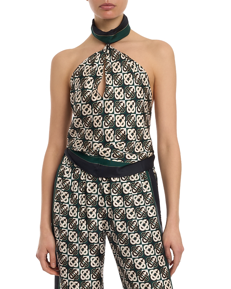 Casablanca Silk Monogram Scarf Top