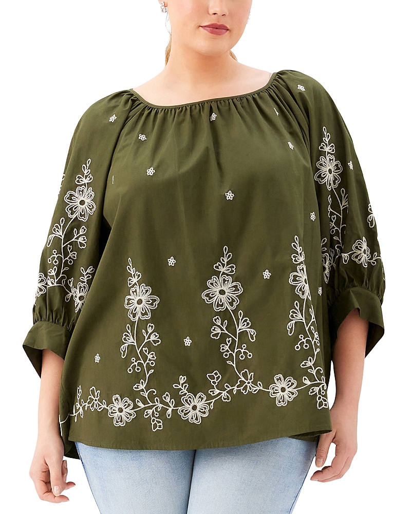 Karen Kane Plus Embroidered Blouson Sleeve Top