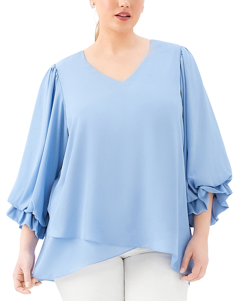 Karen Kane Plus Layered Sleeve Asymmetric Top