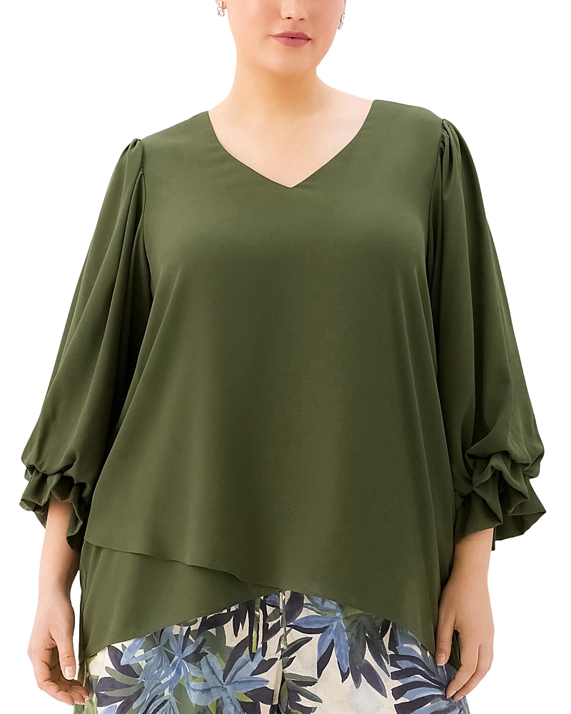 Karen Kane Plus Layered Sleeve Asymmetric Top